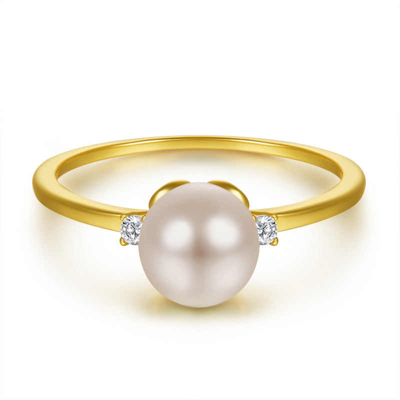 New Arrival S925 Sterling Silver Pearl Ring - Minimalist Gold Plated Dainty Stackable Ring for Women