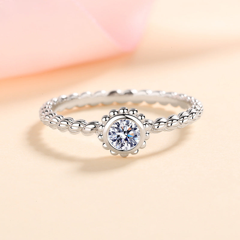New S925 Sterling Silver 0.30ct Moissanite Eternal Love Ring with Security Lock Motif