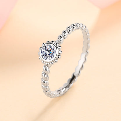 New S925 Sterling Silver 0.30ct Moissanite Eternal Love Ring with Security Lock Motif