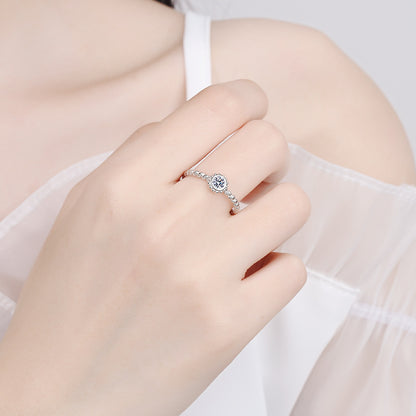 New S925 Sterling Silver 0.30ct Moissanite Eternal Love Ring with Security Lock Motif