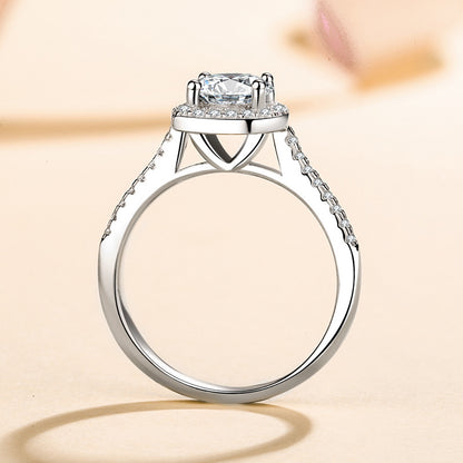 New S925 Sterling Silver 1ct Square Moissanite Ring | Four-Prong Cherry Design