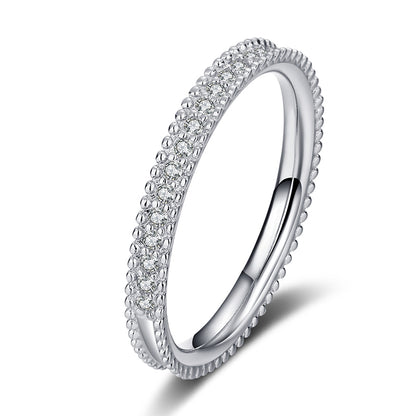 New S925 Sterling Silver Millennium Cycle Moissanite Eternity Band with Golden Toad Motif