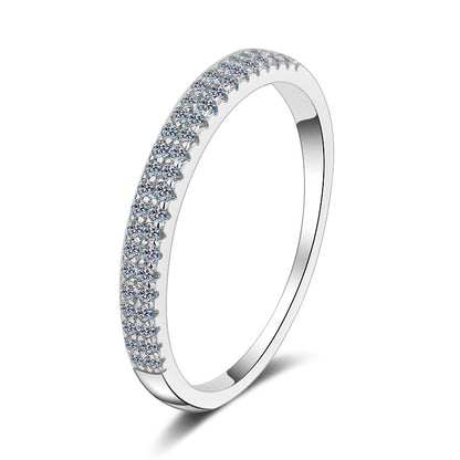 New S925 Sterling Silver PT950 Gold Plated Double Row Micro-Pavé 0.23ct Moissanite Ring