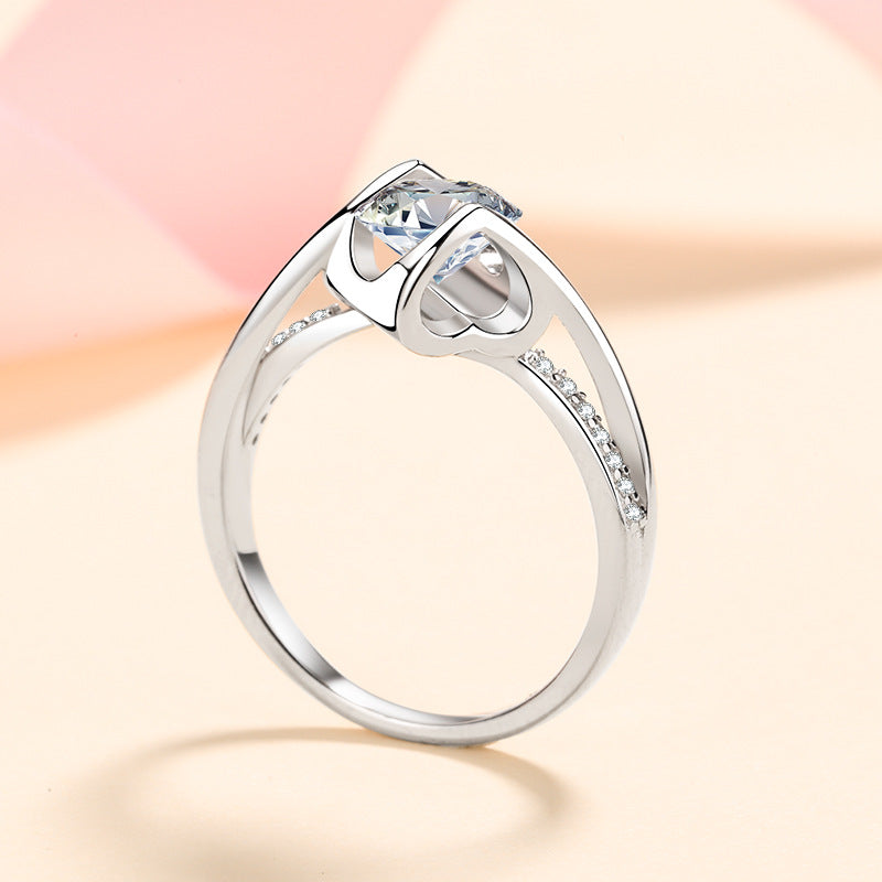 New S925 Sterling Silver Angel's Kiss Micro-Pavé Moissanite Ring with Citrus Motif