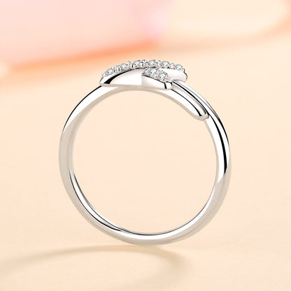 New S925 Sterling Silver Cross Over Moissanite Stacking Ring with Fruit Motifs - Teardrop Shape Viral Style Ring