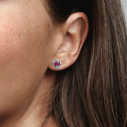 October Pink Eternity Circle Stud Earrings