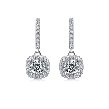 Office Chic Moissanite Stud Earrings in 925 Silver