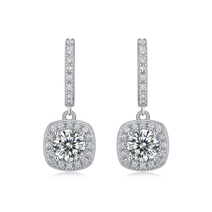 Office Chic Moissanite Stud Earrings in 925 Silver