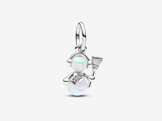 Opalescent Snowman Dangle Charm