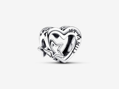 Openwork Family Heart & Star Charm