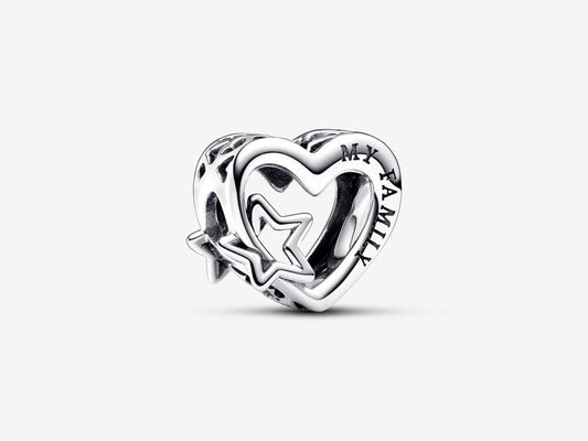 Openwork Family Heart & Star Charm