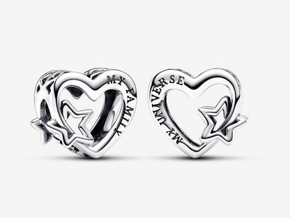 Openwork Family Heart & Star Charm