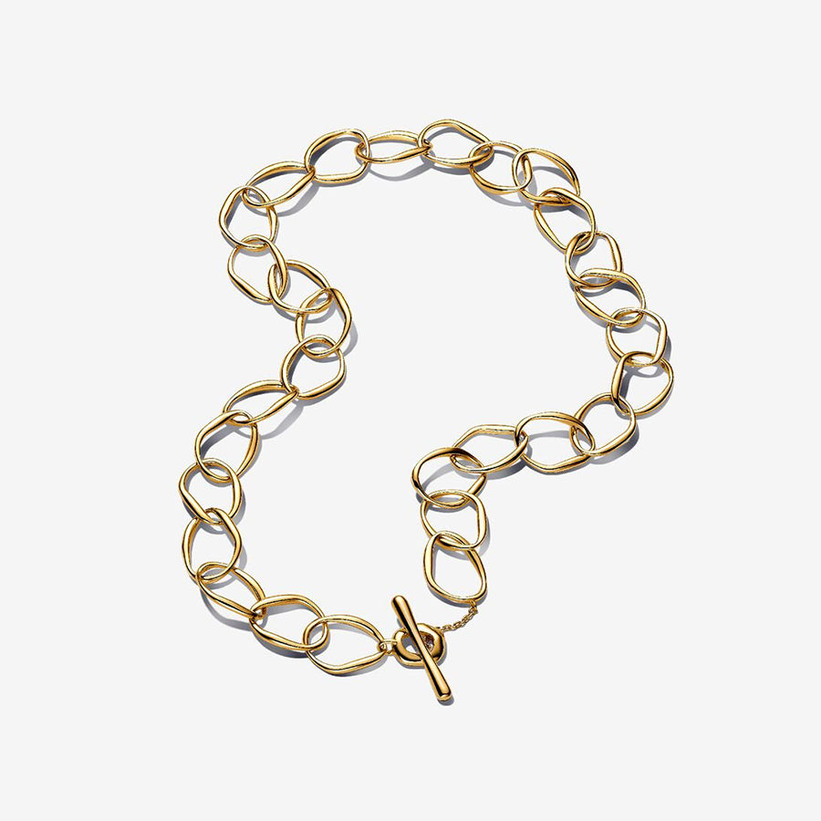 Organic Link Necklace, 14K Gold Plated