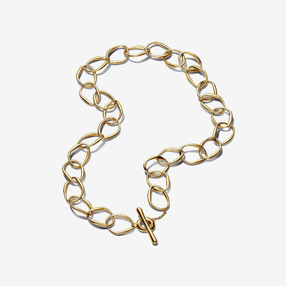 Organic Link Necklace, 14K Gold Plated