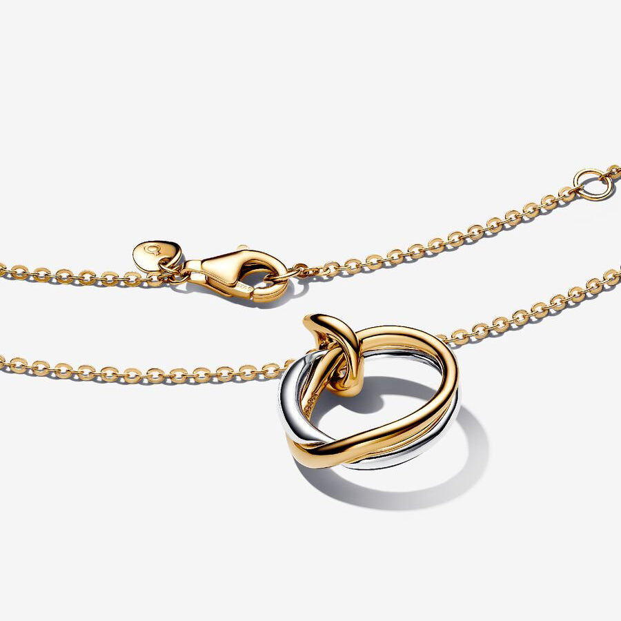 Two-Tone Organic Pendant Necklace, Sterling Silver & 14K Gold