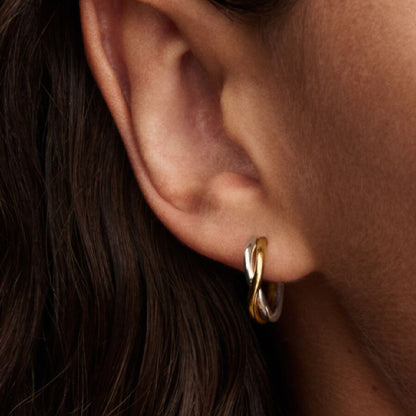 Two-Tone Organic Hoop Earrings