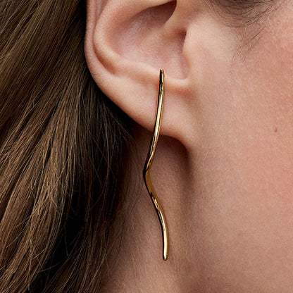 14k Gold Organic Wire Stud Earrings