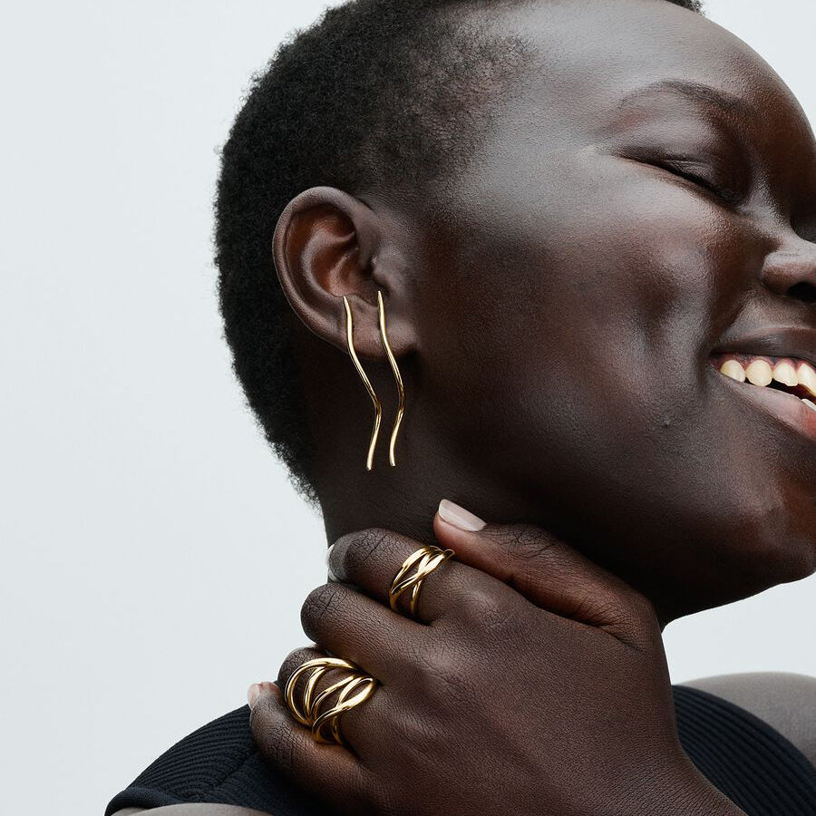 14k Gold Organic Wire Stud Earrings