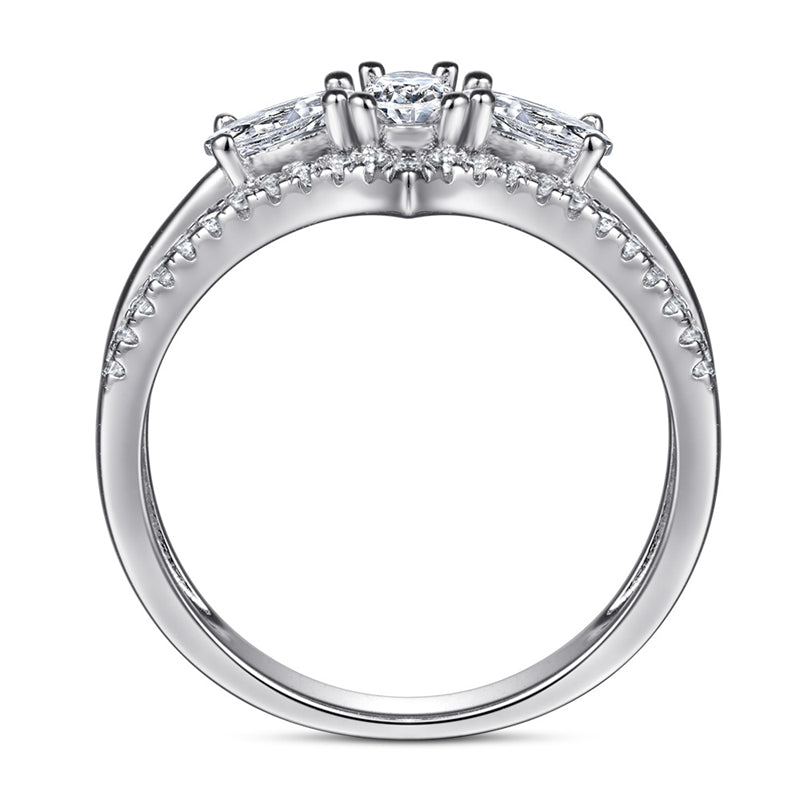 Oval-Cut Zirconia 925 Silver Ring - Elegant Simulated Diamond Bridal Set