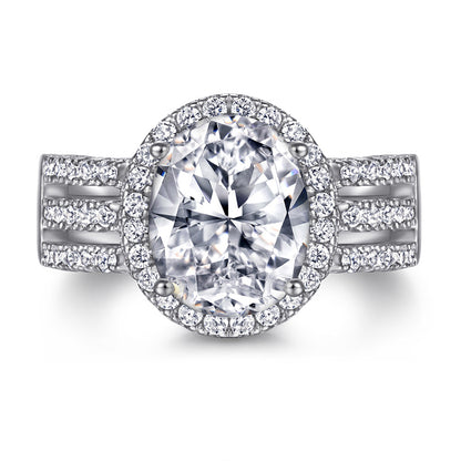 Oval Cut Zircon Eternity Band - 925 Sterling Silver Stackable Wedding Ring for Women