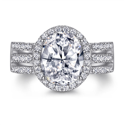 Oval Cut Zircon Eternity Band - 925 Sterling Silver Stackable Wedding Ring for Women