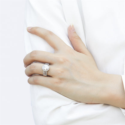 Oval Cut Zircon Eternity Band - 925 Sterling Silver Stackable Wedding Ring for Women