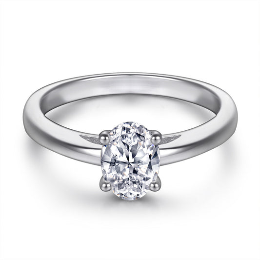 Oval Cut Zircon Solitaire Ring - 925 Sterling Silver Celebrity Inspired Fashion Jewelry