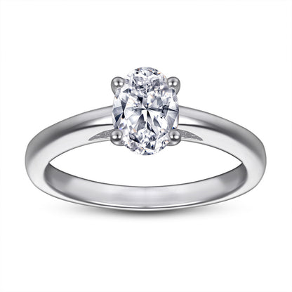 Oval Cut Zircon Solitaire Ring - 925 Sterling Silver Celebrity Inspired Fashion Jewelry