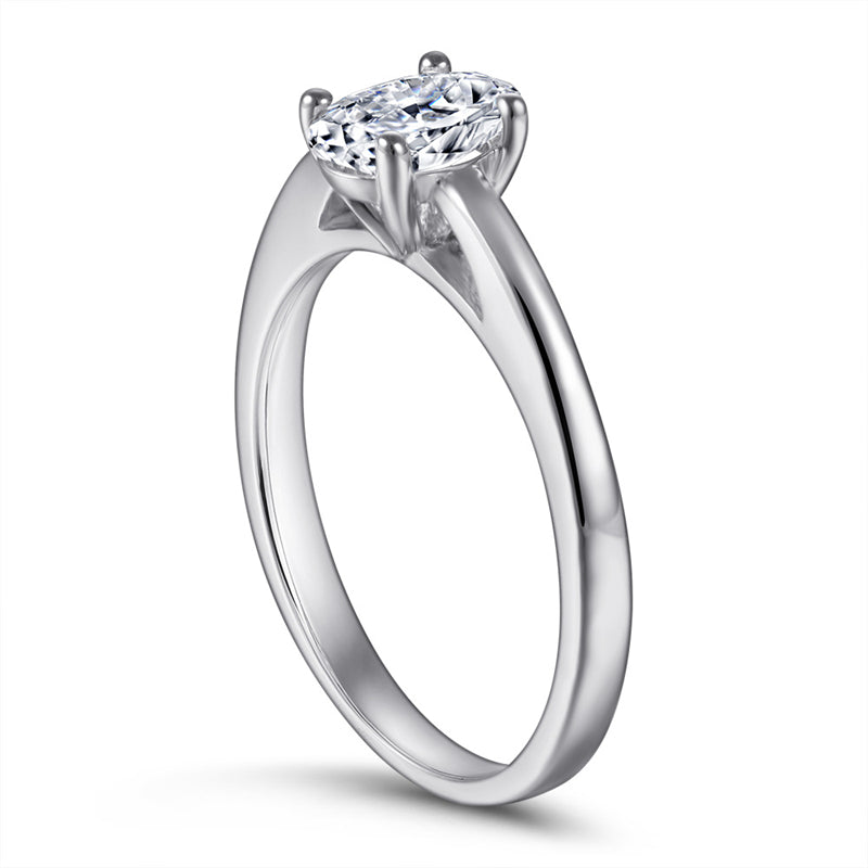 Oval Cut Zircon Solitaire Ring - 925 Sterling Silver Celebrity Inspired Fashion Jewelry