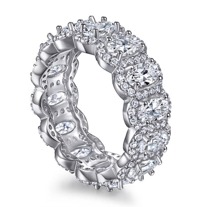 Oval Cut Zircon Statement Ring - 925 Sterling Silver Fashion Cocktail Ring for Women