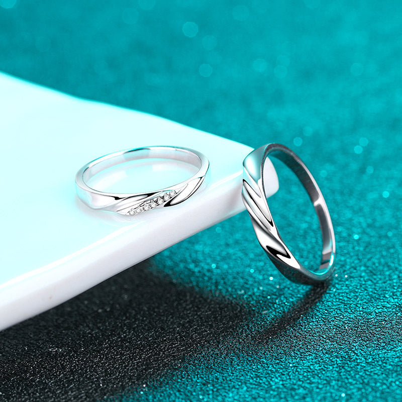 PT950 Plated 925 Sterling Silver Couple's Ring Set | Star Moissanite Matching Bands