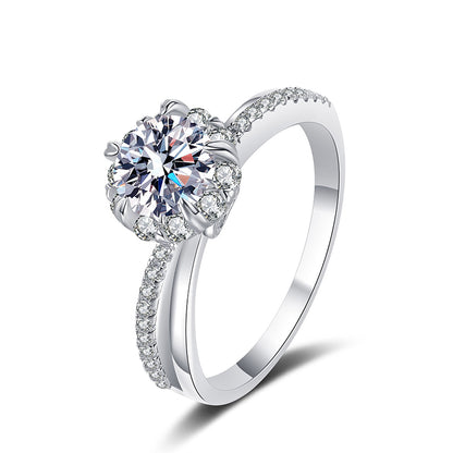 PT950 Plated 925 Sterling Silver Engagement Ring | 1ct Moissanite with Totem & Cartoon Design