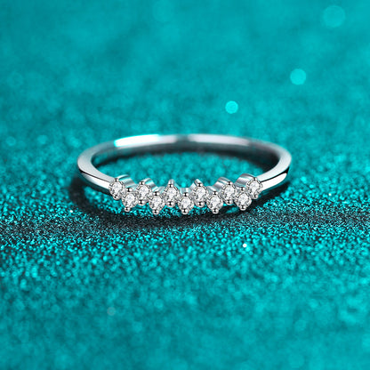 PT950 Plated Camellia Pavé Moissanite Ring - 925 Sterling Silver Star & Floral Eternity Band