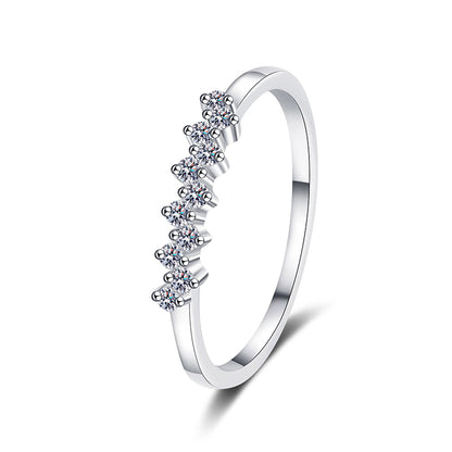 PT950 Plated Camellia Pavé Moissanite Ring - 925 Sterling Silver Star & Floral Eternity Band