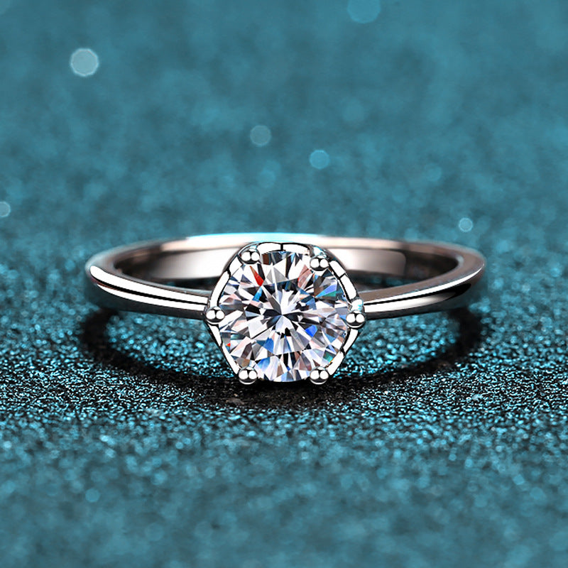 PT950 Plated Micro-Pavé Moissanite Ring - 925 Sterling Silver Leaf Design with Golden Toad Motif