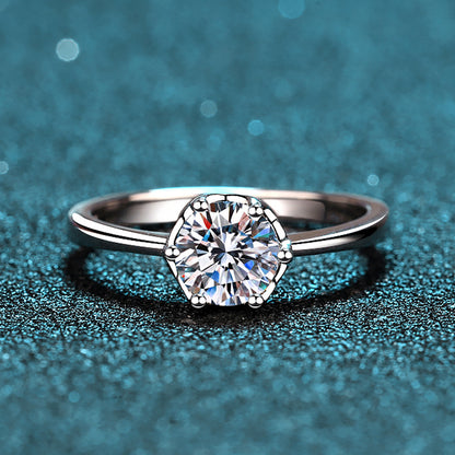 PT950 Plated Micro-Pavé Moissanite Ring - 925 Sterling Silver Leaf Design with Golden Toad Motif