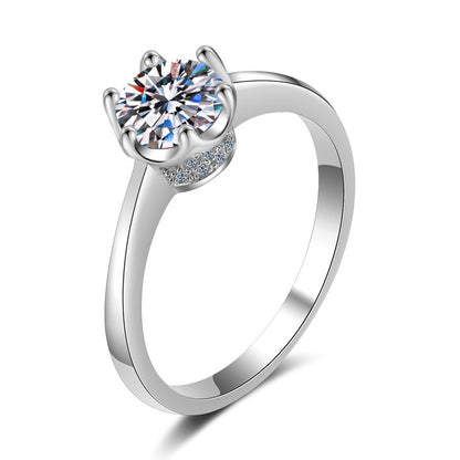 PT950 Plated Micro-Pavé Moissanite Ring - 925 Sterling Silver Leaf Design with Golden Toad Motif