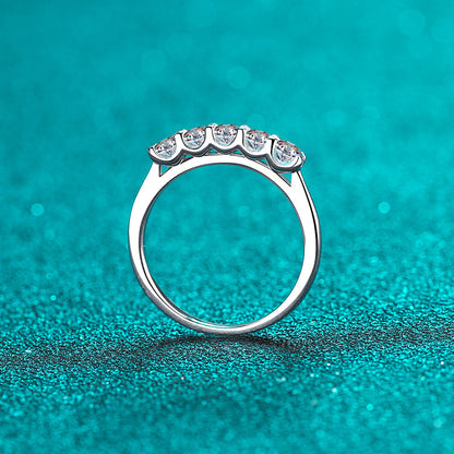 PT950 Plated S925 Sterling Silver 0.5ct Moissanite Eternity Band | Double Ring Geometric Engagement Ring