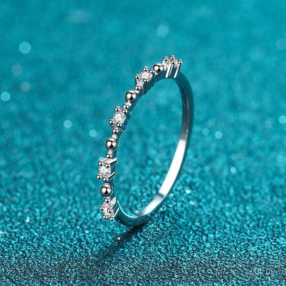 PT950 Plated S925 Sterling Silver Eternity Band | 0.075ct Moissanite Crown Design with Floral Motifs