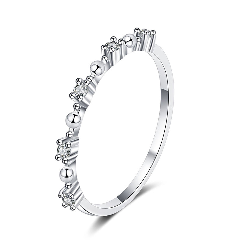 PT950 Plated S925 Sterling Silver Eternity Band | 0.075ct Moissanite Crown Design with Floral Motifs