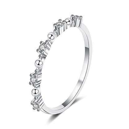 PT950 Plated S925 Sterling Silver Eternity Band | 0.075ct Moissanite Crown Design with Floral Motifs