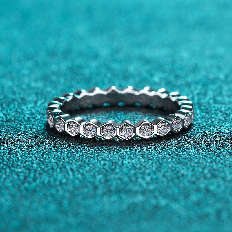 PT950 Plated S925 Sterling Silver Half & Full Eternity Band | Moissanite Pinky Ring with Mythical Motifs