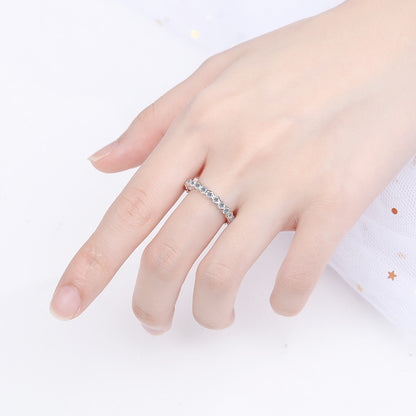 PT950 Plated S925 Sterling Silver Half & Full Eternity Band | Moissanite Pinky Ring with Mythical Motifs