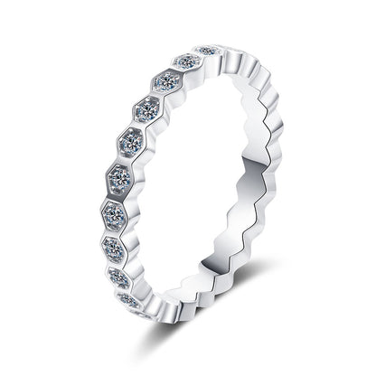 PT950 Plated S925 Sterling Silver Half & Full Eternity Band | Moissanite Pinky Ring with Mythical Motifs