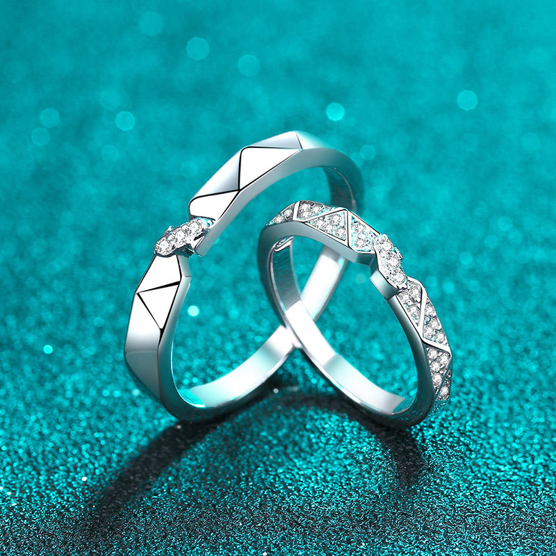 PT950 Gold Plated 925 Sterling Silver Couple's Moissanite Ring Set with Leaf Design
