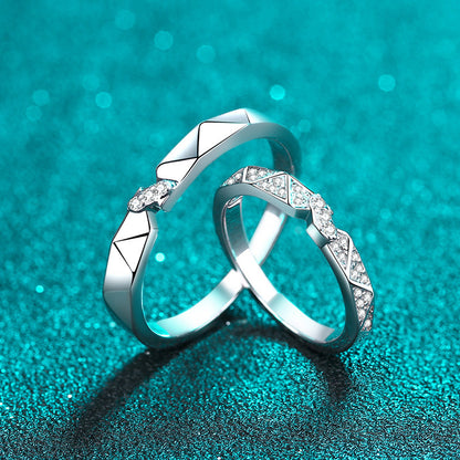 PT950 Gold Plated 925 Sterling Silver Couple's Moissanite Ring Set with Leaf Design
