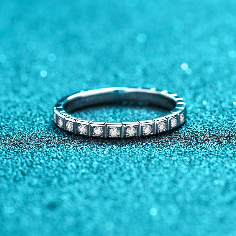 PT950 Plated S925 Sterling Silver Half Eternity Ring | 0.165ct Teardrop Moissanite Pinky Ring