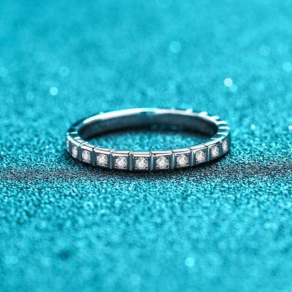PT950 Plated S925 Sterling Silver Half Eternity Ring | 0.165ct Teardrop Moissanite Pinky Ring