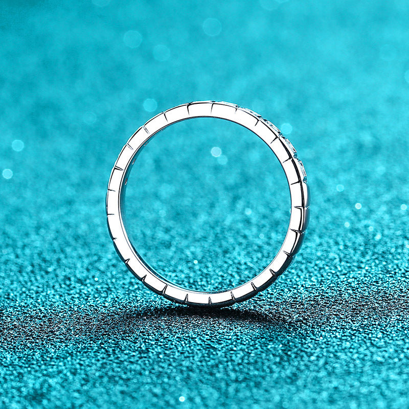 PT950 Plated S925 Sterling Silver Half Eternity Ring | 0.165ct Teardrop Moissanite Pinky Ring