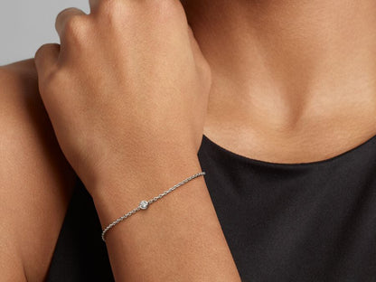 Lab-grown Diamond Bezel Chain Bracelet 0.15 carat tw Sterling Silver